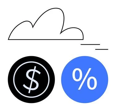 Finance, banking, cloud technology, interest rate, online transactions, savin Illustrazione stock