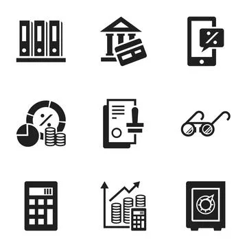 Finance banking icon set, simple style Stock Illustration