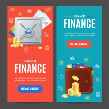 Finance Banner Vecrtical Set. Vector Stock-Illustration