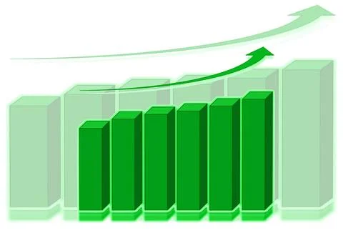 Finance bar graph The volume schedule showing profit and income growth Cop... Stock Photos