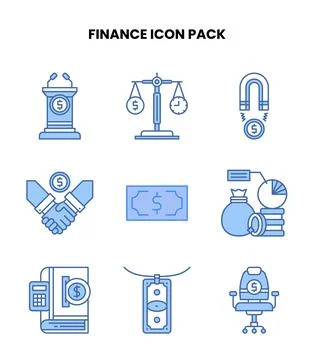 Finance Blue Collection Icons Pack Stock Illustration