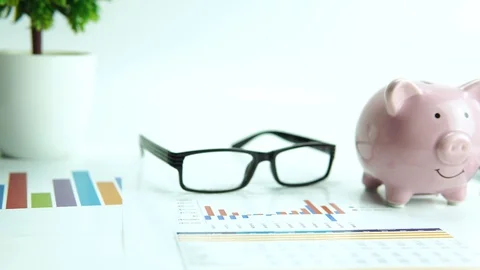 Finance business concept. Work station graph chart report. Video stock 119520581
