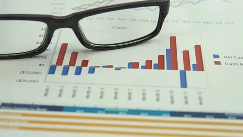 Finance business concept. Work station graph chart report. Video stock 119520722