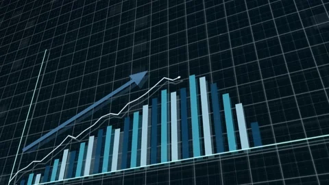 Finance business graph chart with uparrow. Hi-tech style business concept Vidéo 157447234