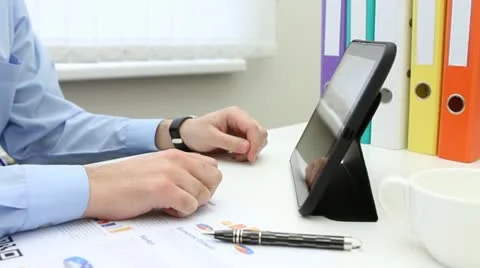 Finance business on tablet pad Stock Footage 22008619
