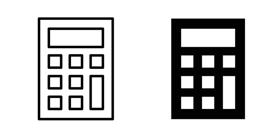 Finance calculator icon vector concepts, line and silhouette style Stock Illustration