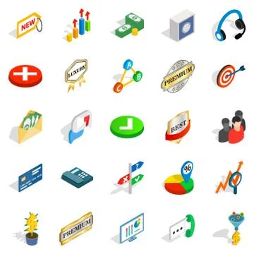 Finance center icons set, isometric style Stock Illustration