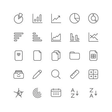 Finance chart, analitics and document paper icons Stock Illustration