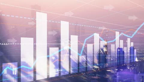 Finance Chart Graph. Trading Forex Exchange Investment Fintech concept on Modern Stock Illustration
