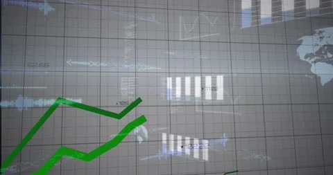 Finance charts animating on grid, node entering right initiating green lines 스톡 동영상 331634824