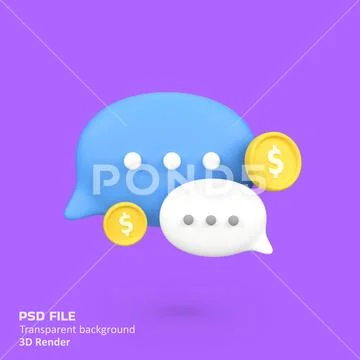 Finance Chat isolated 3d render icon illustration PSD Template