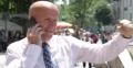 Finance City Center Happy Salesman Mobile Talking Good News Successful Business 4k or 4k+ Resolution