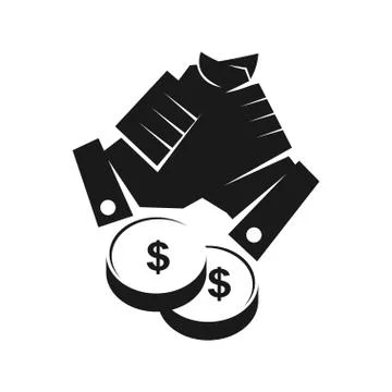 Finance Coin Commitment Teamwork Together Black Logo Stockillustratie