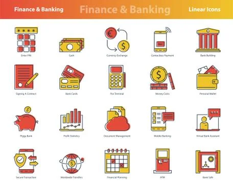 FINANCE colored icon set Stock Illustration