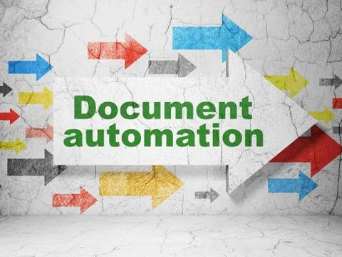 Finance concept: arrow with Document Automation on grunge wall background Stock Illustration