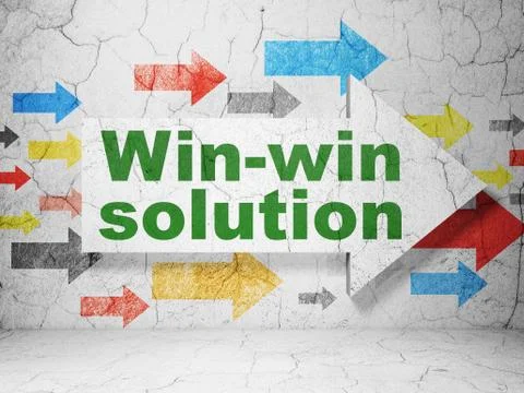 Finance concept: arrow with Win-win Solution on grunge wall background 스톡 일러스트