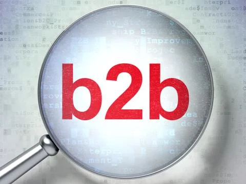 Finance concept: B2b with optical glass on digital background Stock Illustration