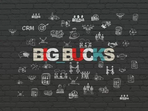 Finance concept: Big bucks on wall background Stock Illustration