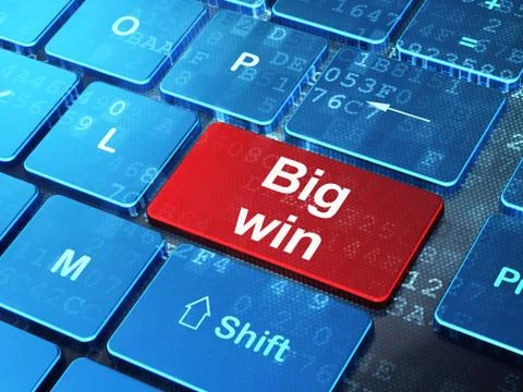 Finance concept: Big Win on computer keyboard background Illustrazione stock