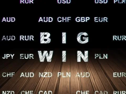 Finance concept: Big Win in grunge dark room 스톡 일러스트