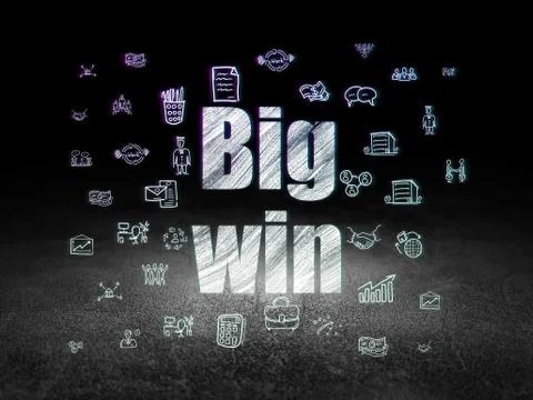 Finance concept: Big Win in grunge dark room Stockillustratie