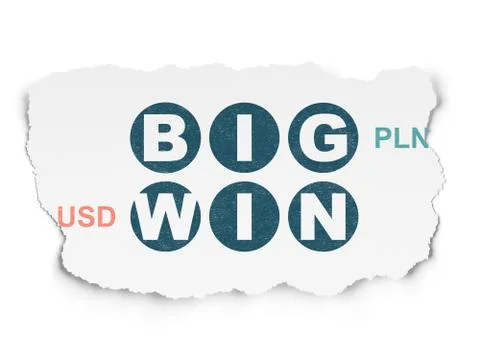 Finance concept: Big Win on Torn Paper background 库存插图