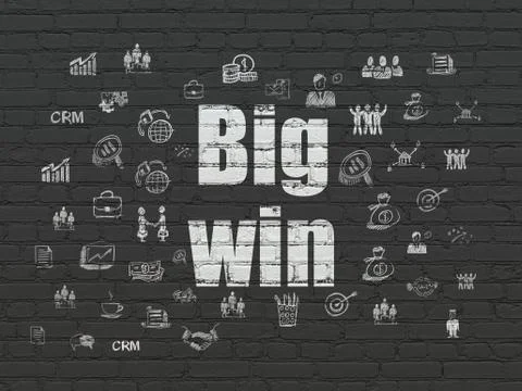 Finance concept: Big Win on wall background Stock Illustration