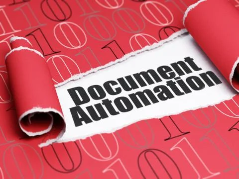 Finance concept: black text Document Automation under the piece of  torn paper Stock Illustration