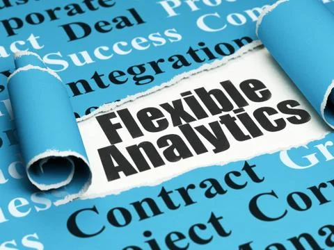 Finance concept: black text Flexible Analytics under the piece of  torn paper Stock Illustration