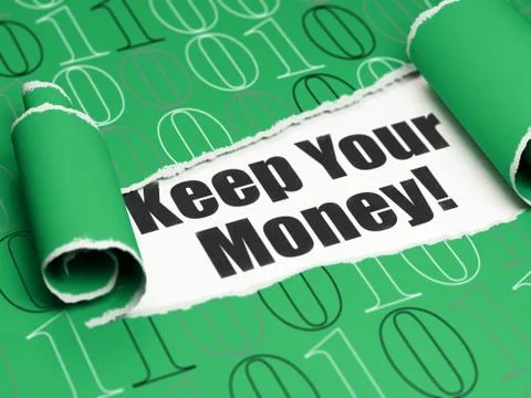 Finance concept: black text Keep Your Money! under the piece of  torn paper Stock Illustration