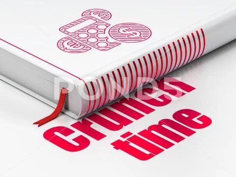Finance concept: book Calculator, Crunch Time on white background Stock Illustration