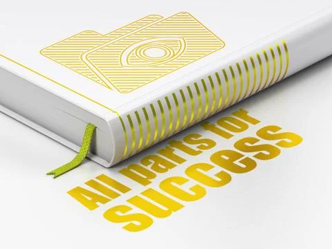 Finance concept: book Folder With Eye, All parts for Success on white background Stock Illustration