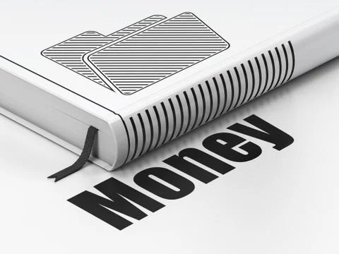 Finance concept: book Folder, Money on white background Stock Illustration