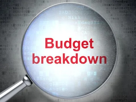 Finance concept: Budget Breakdown with optical glass Stockillustratie