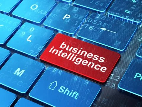 Finance concept: Business Intelligence on computer keyboard back Stock Illustration