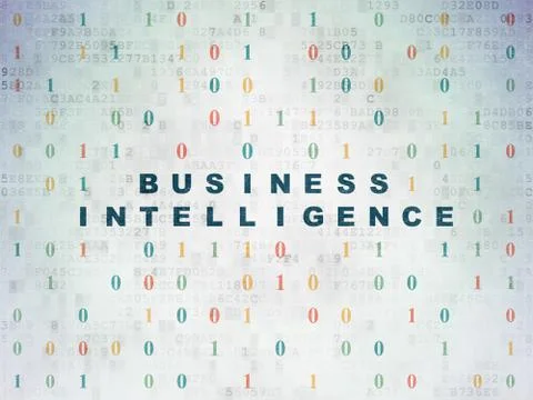 Finance concept: Business Intelligence on Digital Paper background Illustrazione stock