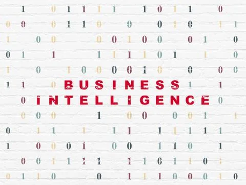Finance concept: Business Intelligence on wall background 库存插图