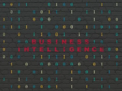 Finance concept: Business Intelligence on wall background Stock Illustration