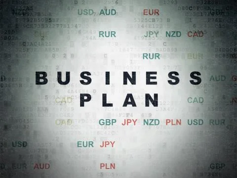 Finance concept: Business Plan on Digital Data Paper background Stock Illustration