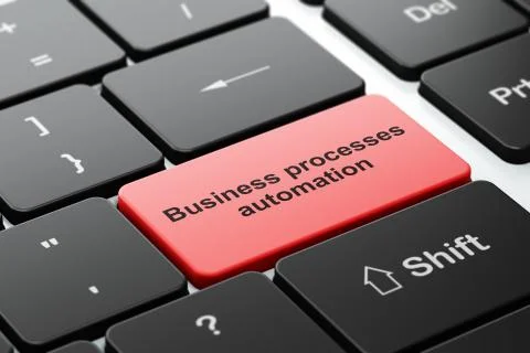 Finance concept: Business Processes Automation on computer keyboard background Stock Illustration