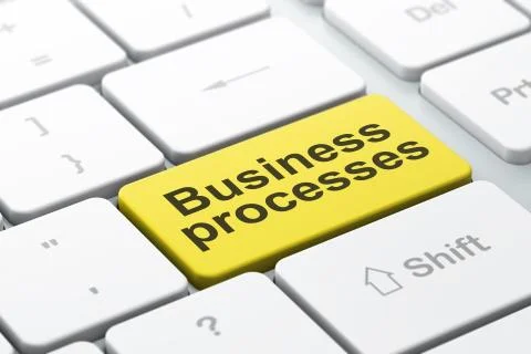 Finance concept: Business Processes on computer keyboard background Stock Illustration