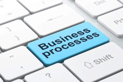 Finance concept: Business Processes on computer keyboard background Stock Illustration