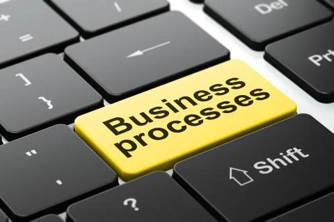 Finance concept: Business Processes on computer keyboard background Stock Illustration