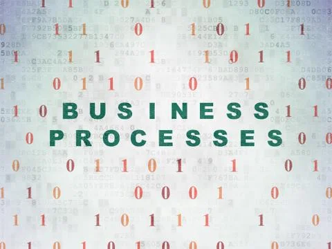 Finance concept: Business Processes on Digital Paper background Illustrazione stock