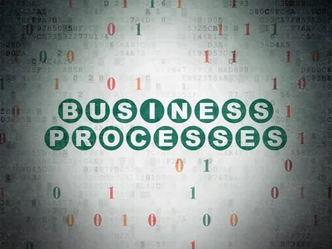 Finance concept: Business Processes on Digital Data Paper background Illustrazione stock