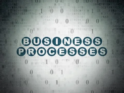 Finance concept: Business Processes on Digital Data Paper background Illustrazione stock