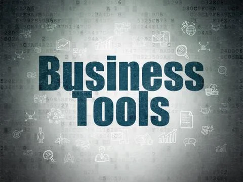 Finance concept: Business Tools on Digital Data Paper background 스톡 일러스트