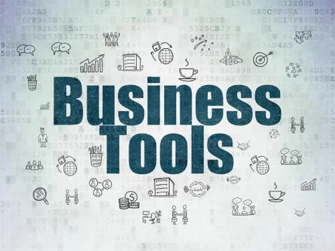 Finance concept: Business Tools on Digital Data Paper background イラスト素材