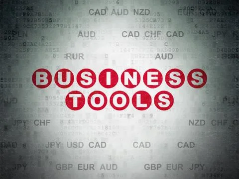 Finance concept: Business Tools on Digital Data Paper background イラスト素材