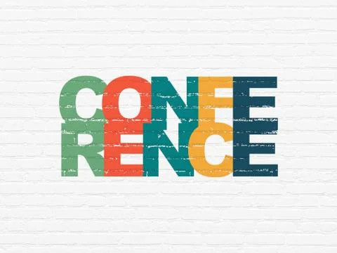 Finance concept: Conference on wall background Illustrazione stock